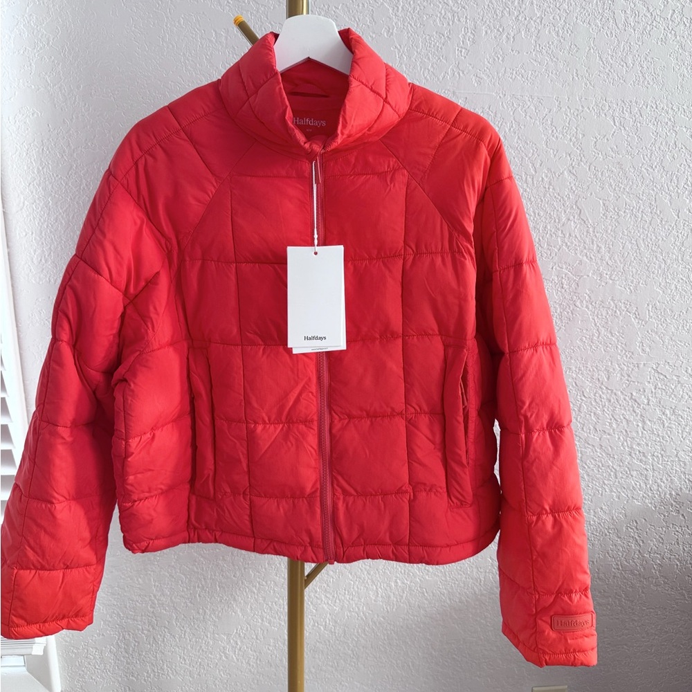 Women's Red Puffer Jacket - Picture 3 of 8
